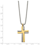 Load image into Gallery viewer, Titanium Brushed &amp; Polished Yellow IP 2-piece Moveable Cross NecklacTBN194-22
