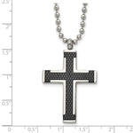 Load image into Gallery viewer, Titanium Polished Black IP-plated Laser Cut Cross 22in NecklaceTBN195-22
