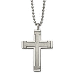 Load image into Gallery viewer, Titanium Brushed and Polished Cross 22in NecklaceTBN198-22
