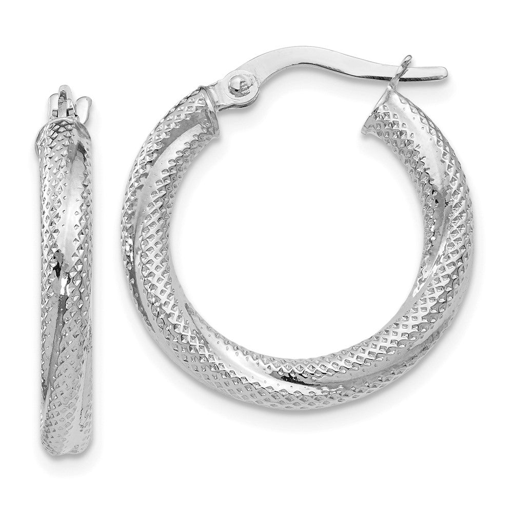 Leslie's 10K White Gold Textured Hinged Hoop EarringsTC22