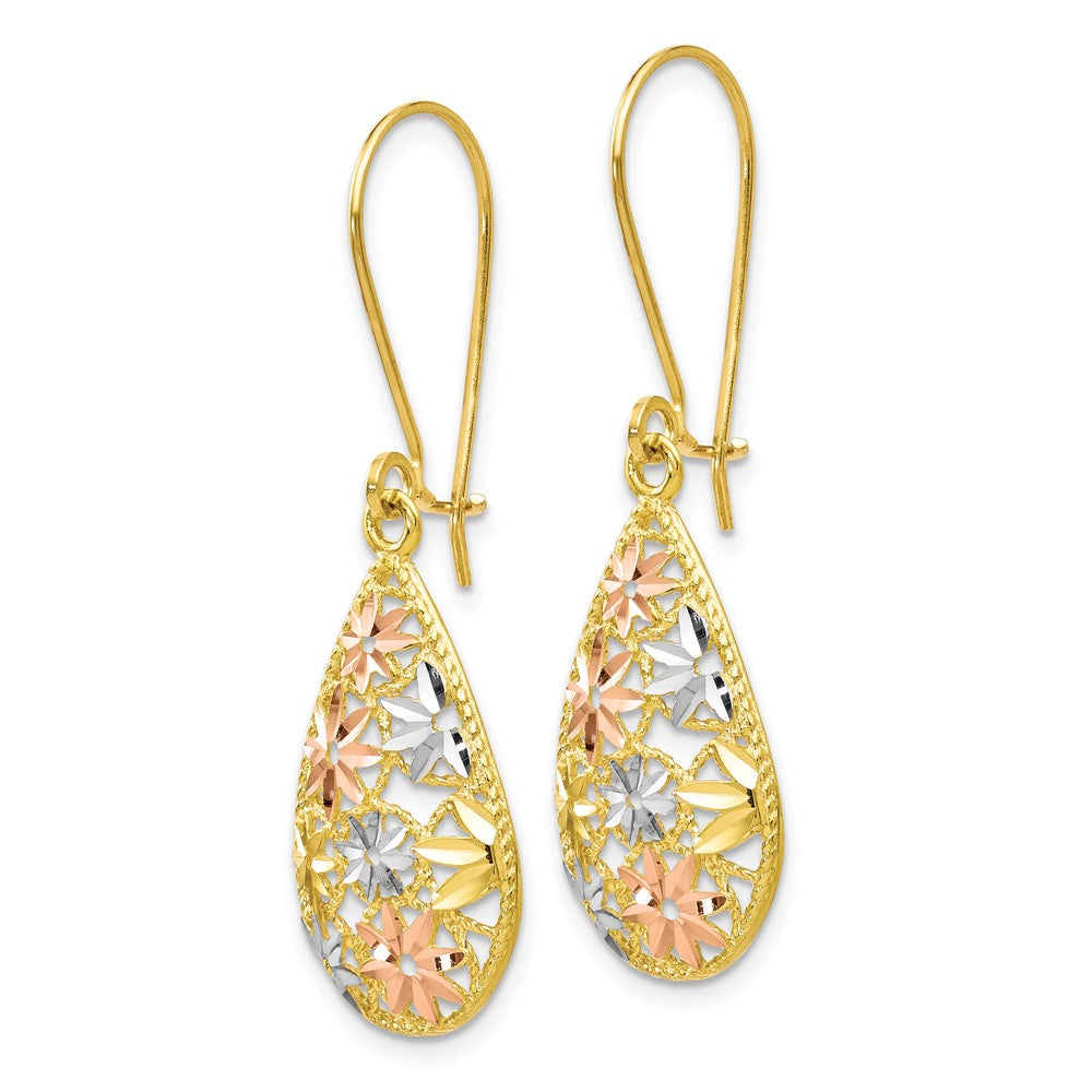 Leslie's 10K w/White and Rose Rhodium D/C Dangle EarringsTC31