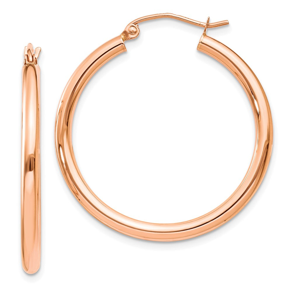 Leslie's 14k Rose Gold Polished 2.5mm Lightweight Tube Hoop EarringsLE2225R