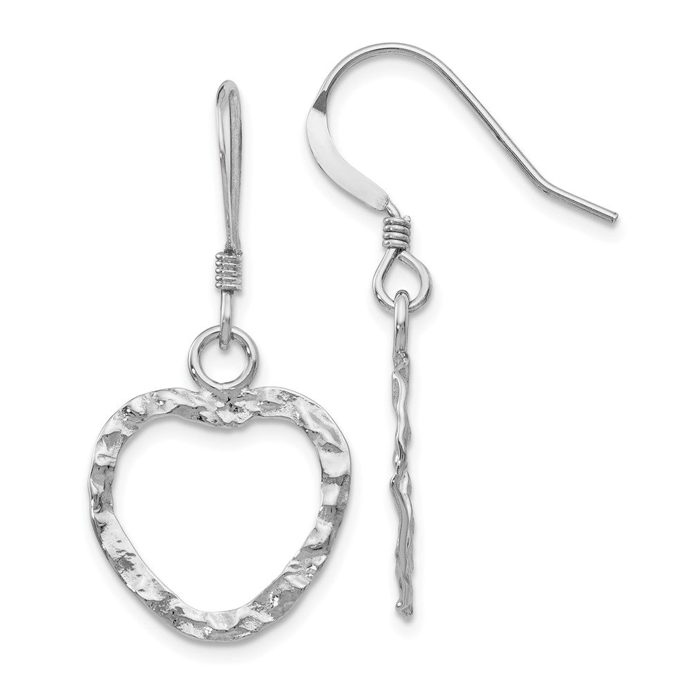 Leslie's Sterling Silver Textured Heart Shepherd Hook Dangle EarringsVA39
