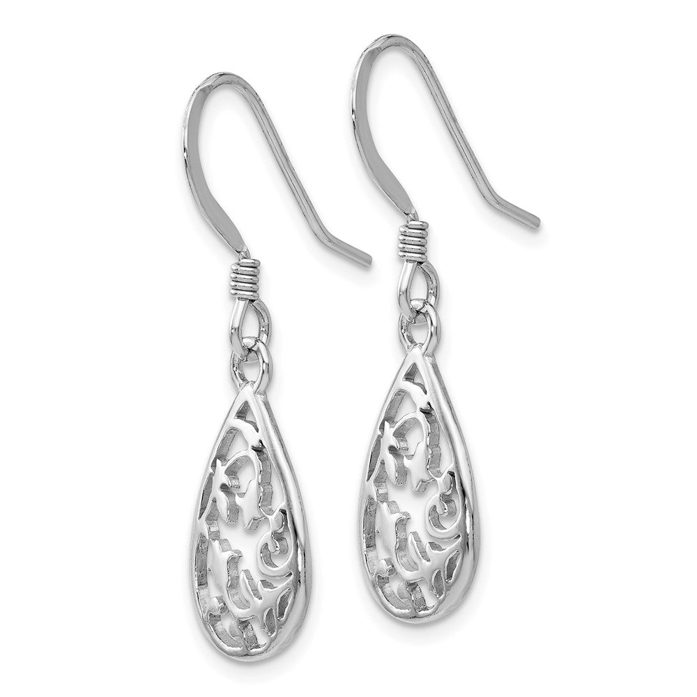 Leslie's Sterling Silver Polished Shepherd Hook Dangle EarringsVA49