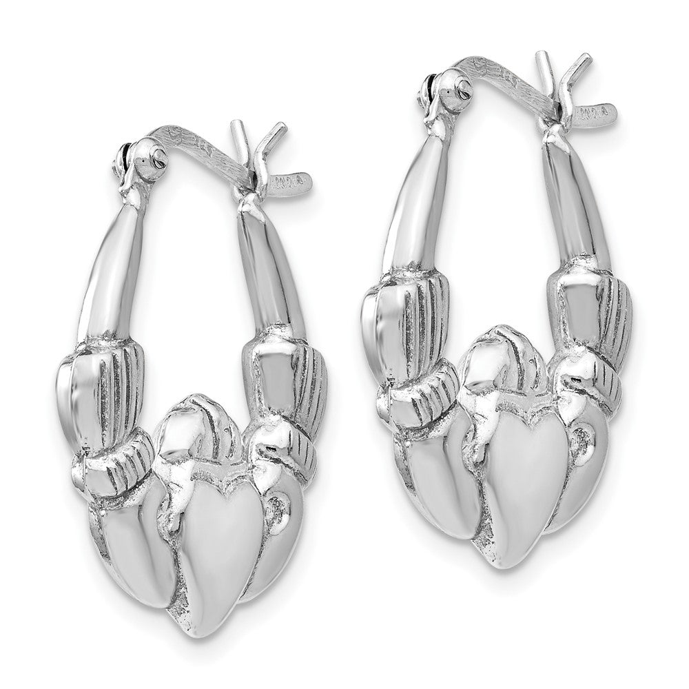 Leslie's Sterling Silver Polished Claddagh Hinged Hoop EarringsVB28