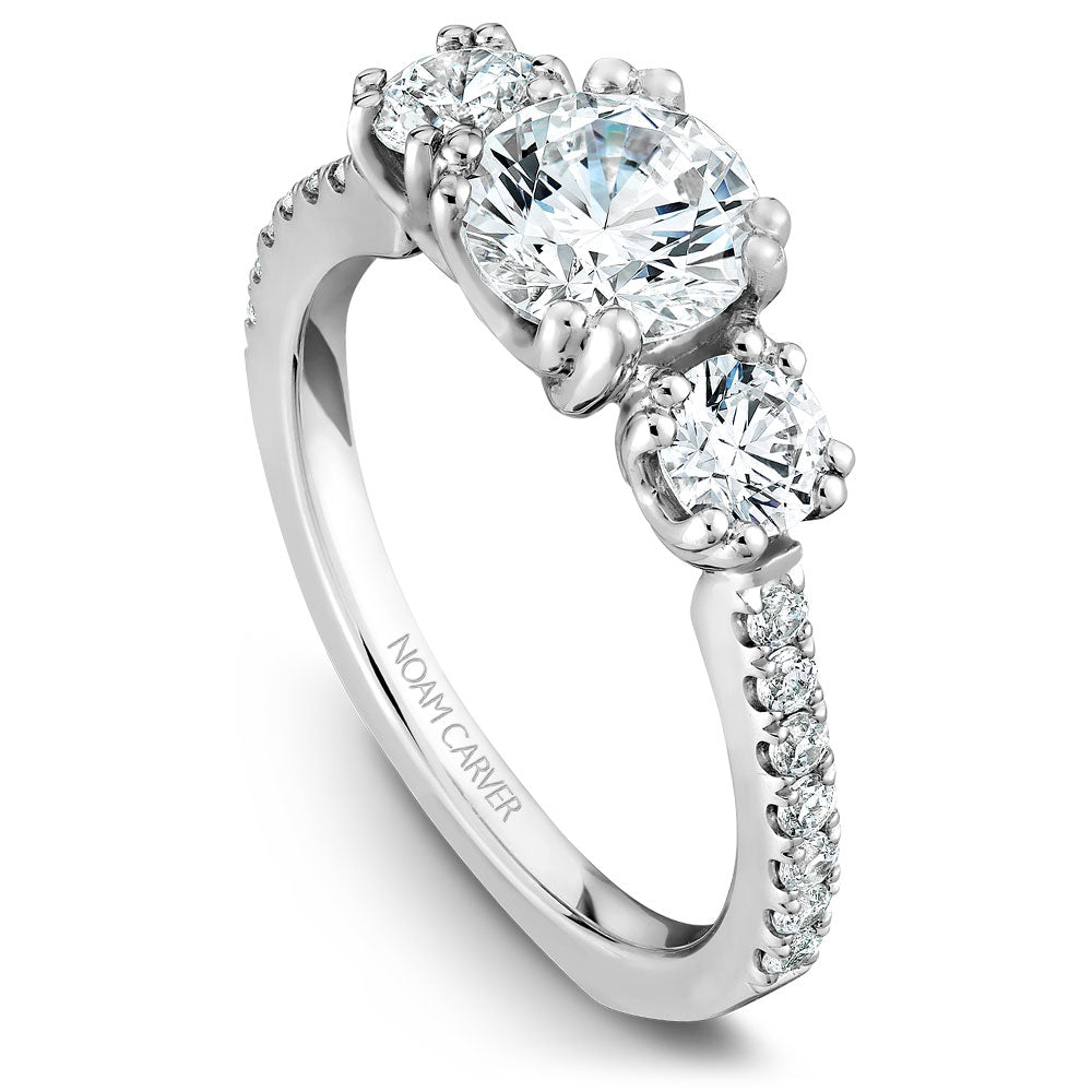 14K White Gold Noam Carver Engagment ring 16 Round Diamonds. Center Stone not included.