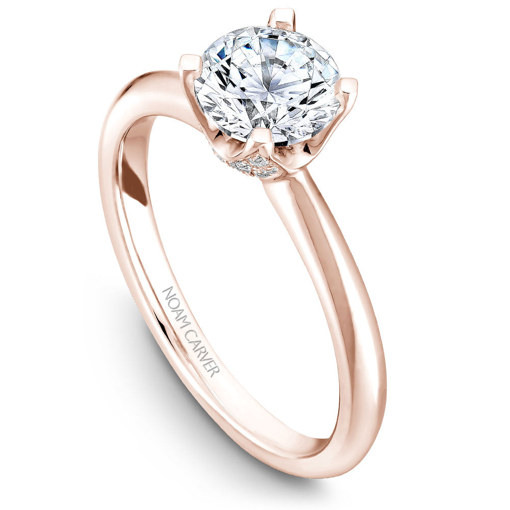 14K Rose Gold Noam Carver Engagment ring with 34 Round Dimamonds. Center Stone not included.