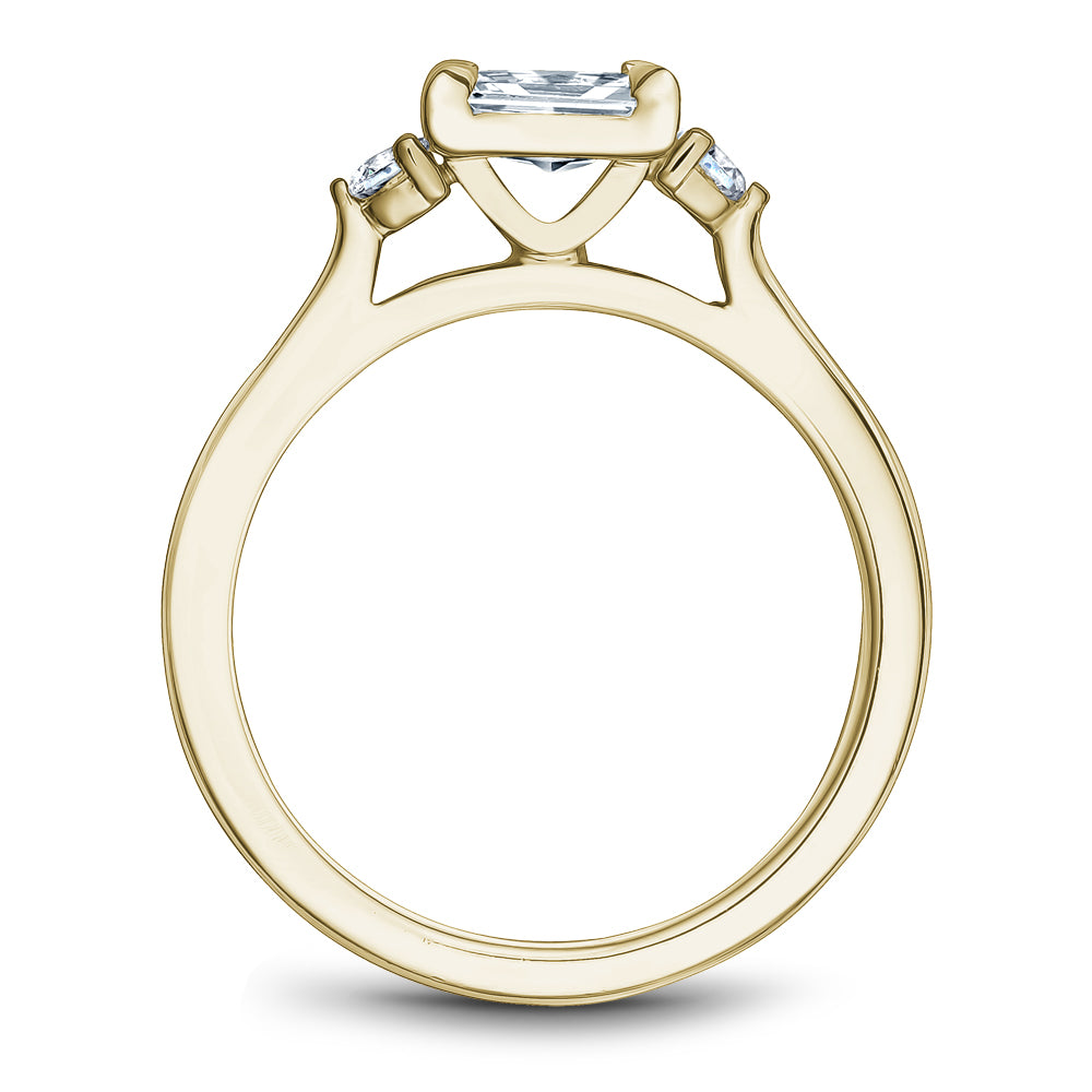 14K Yellow Gold Noam Carver Engagment ring with 2 Round Diamonds. Center Stone not included.