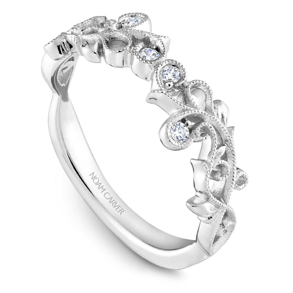 14K Noam Carver Stackable in White Gold with  4 Round Diamonds